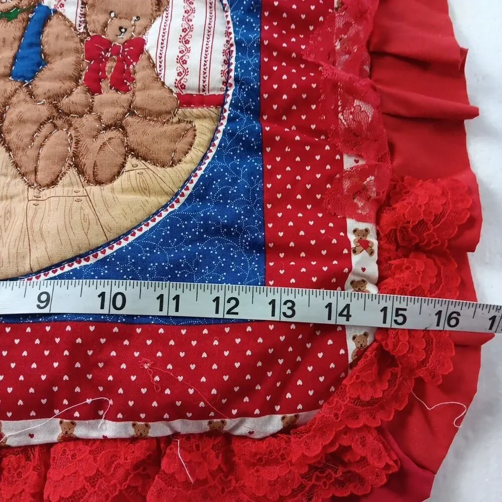 Teddy Bears Quilted Panels Pillow Americana Vintage Fabric Project